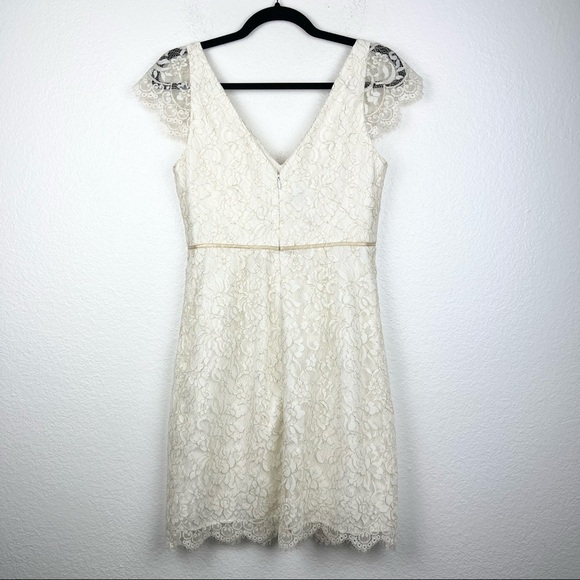 JENNY YOO Beckett Lace Dress, Ivory and Metallic Gold Lace, Size 4 - Picture 6 of 10